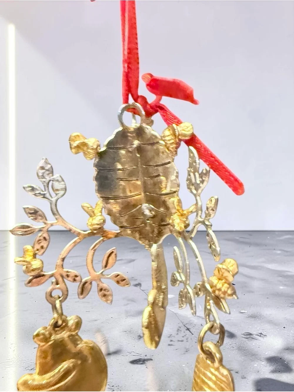 Lunt Silversmiths Pooh Mobile Christmas Ornament Gold Silver Dangle Snowflake
